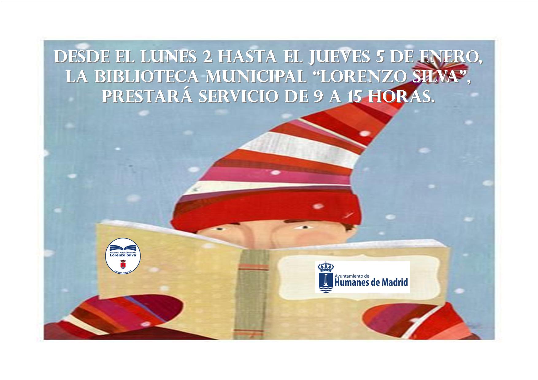Cambio de horario de la Biblioteca Lorenzo Silva (enero).