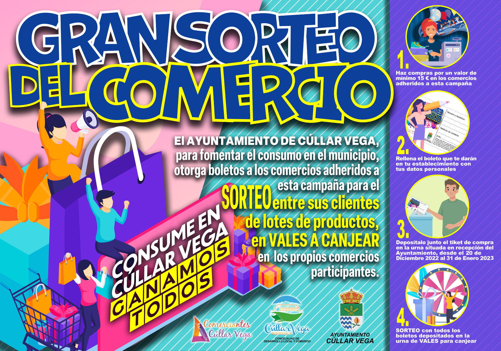 Cúllar Vega sorteará 6.000 euros en regalos entre aquellos vecinos que hagan sus compras en el pueblo