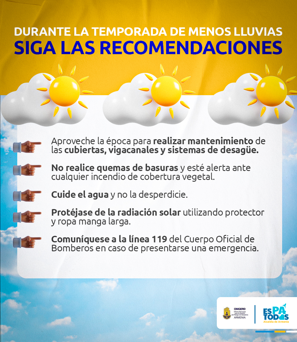 Ideam anuncia el inicio de la temporada de menos lluvias, Omgerd insta a seguir las recomendaciones