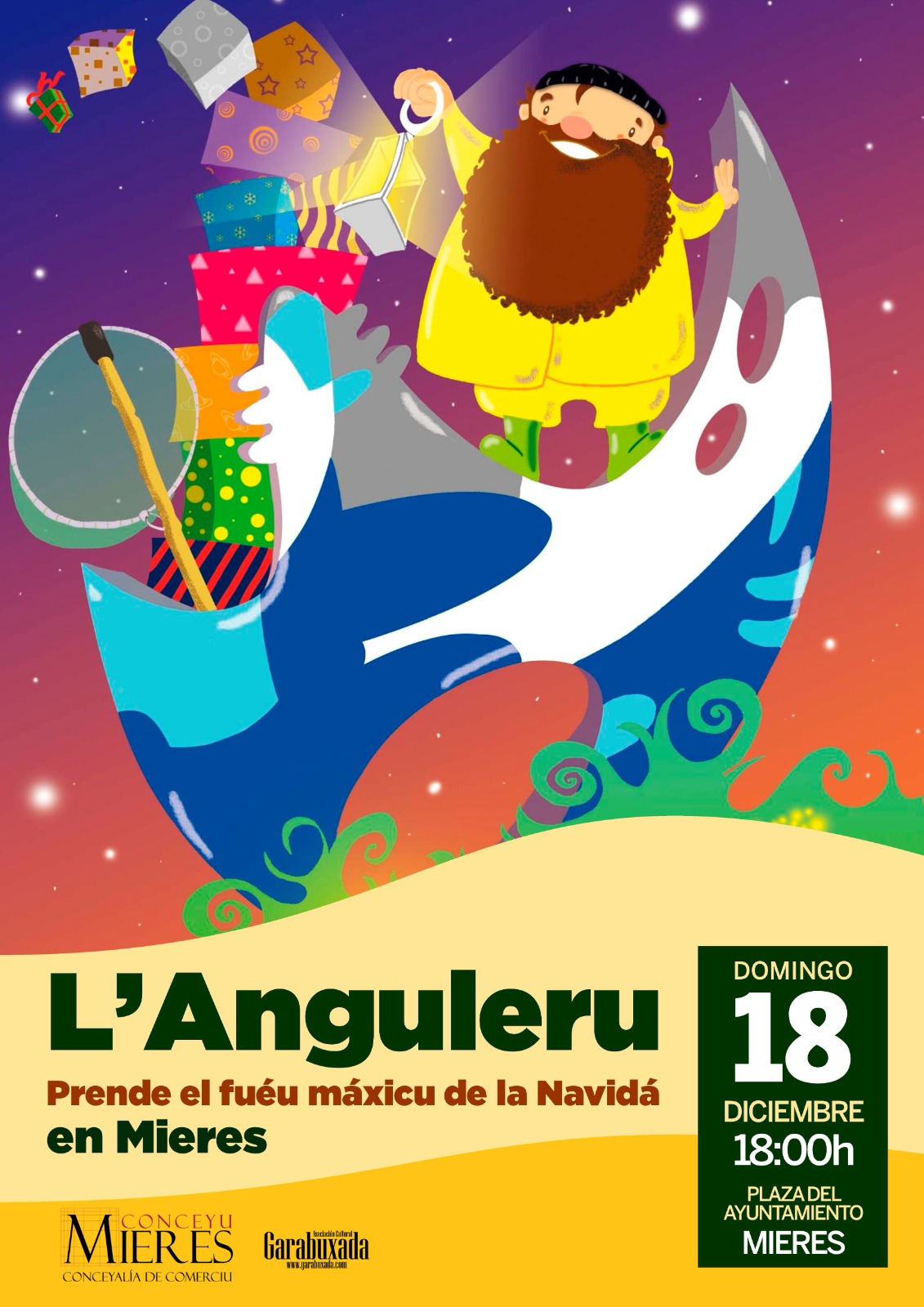 Las y los peques, protagonistas de las fiestas navideñas en Mieres con citas como la visita de L’Anguleru, la Nochevieja Infantil y actividades en la Feria de Artesanía y Comercio