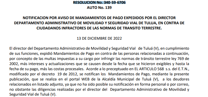 RESOLUCION No. 340-59-6706