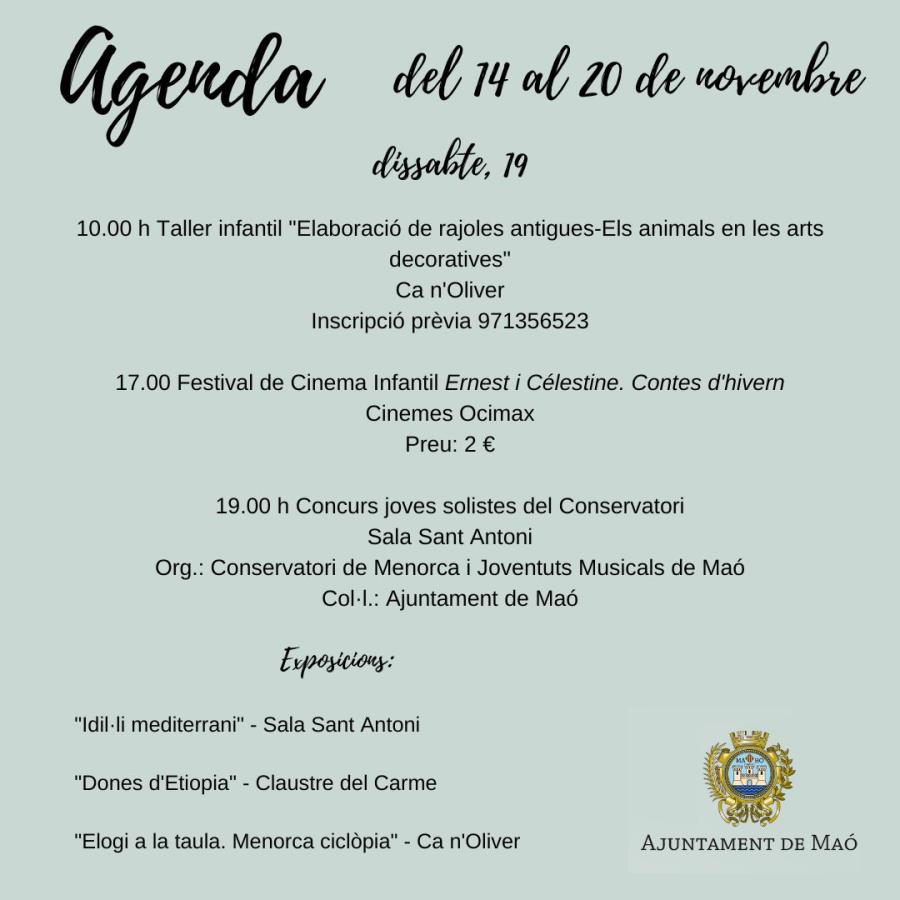 AGENDA: 14 AL 20 DE NOVEMBRE