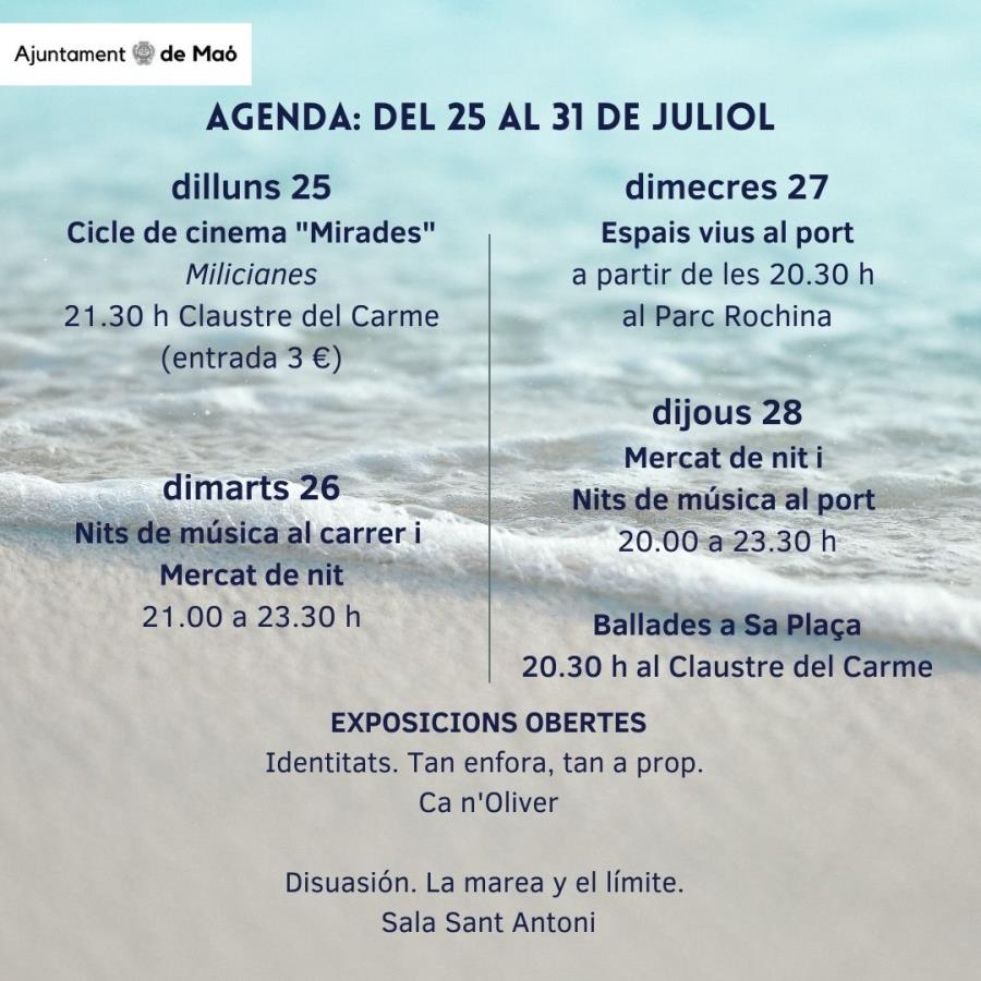 AGENDA: del 25 al 31 de juliol