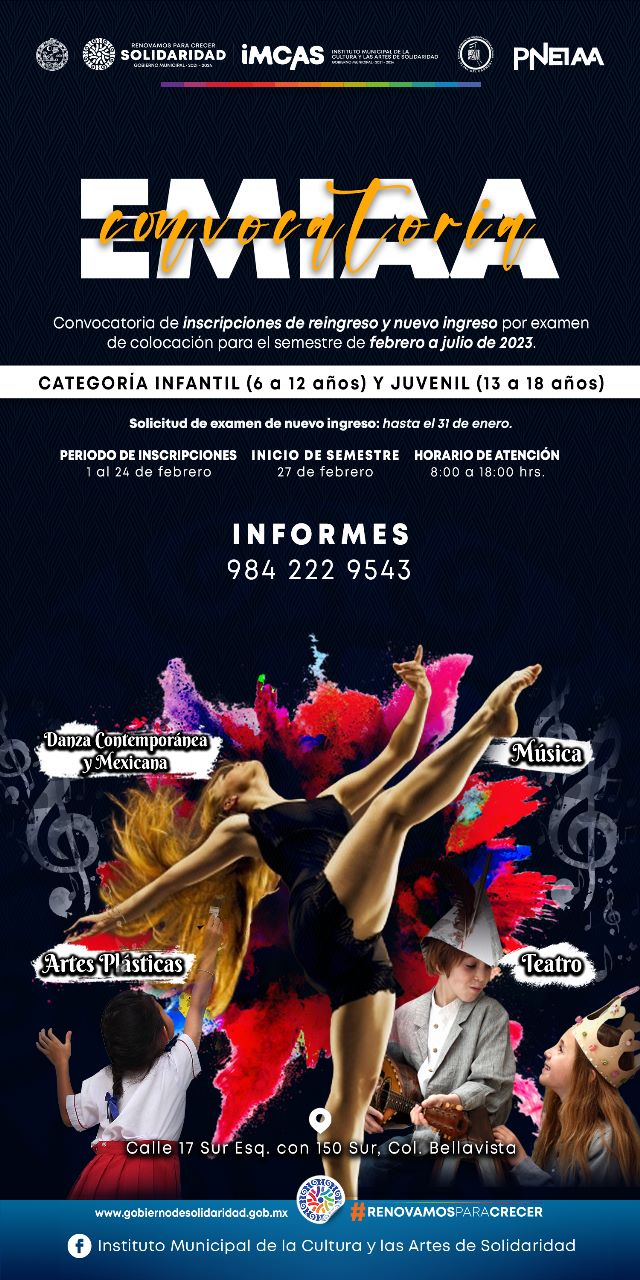 Abren inscripciones en Escuela Municipal de Iniciación Artística – H. Ayuntamiento de Solidaridad