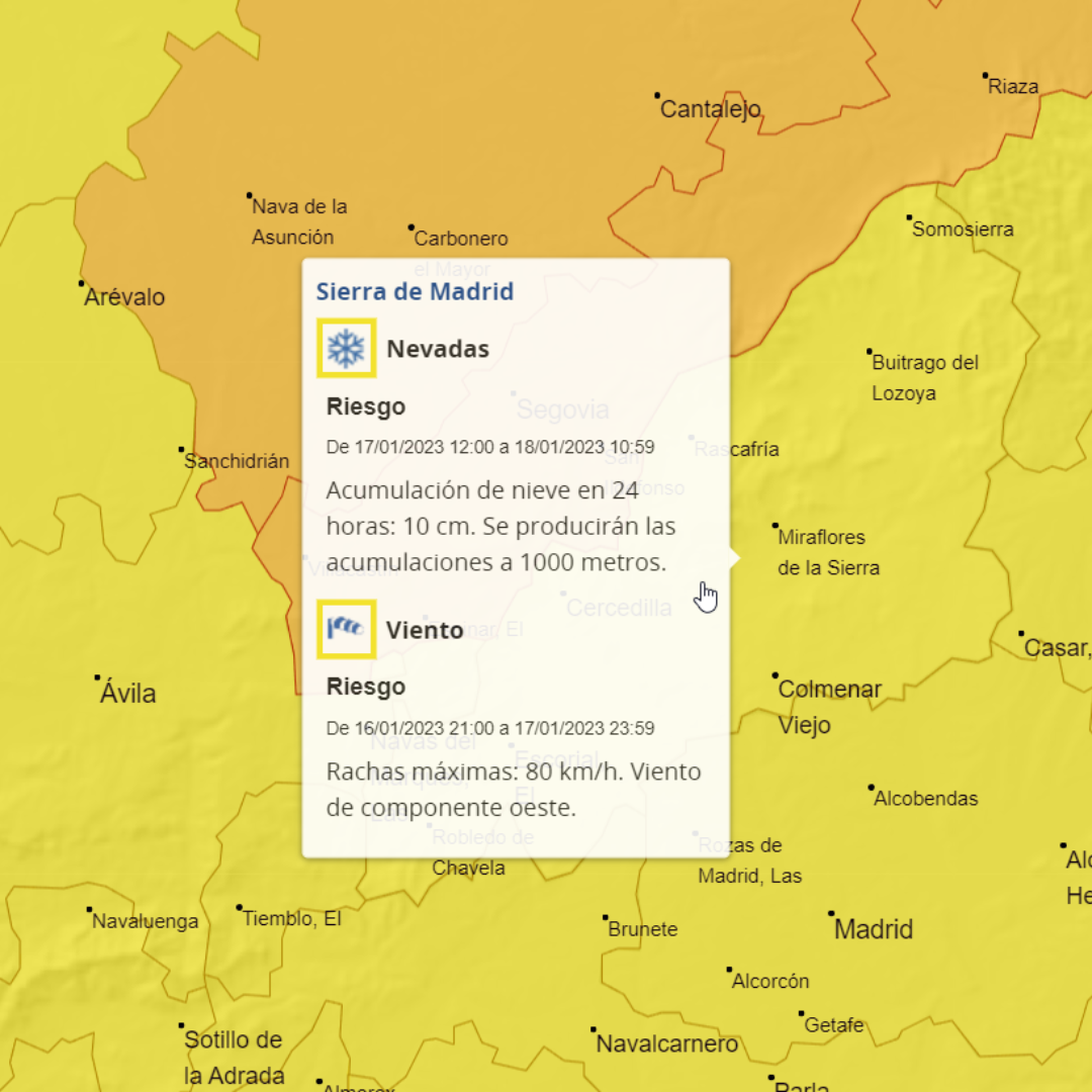 Activación NIVEL BLANCO de ALERTA y SEGUIMIENTO del Plan de Inclemencias Invernales de Torrelodones