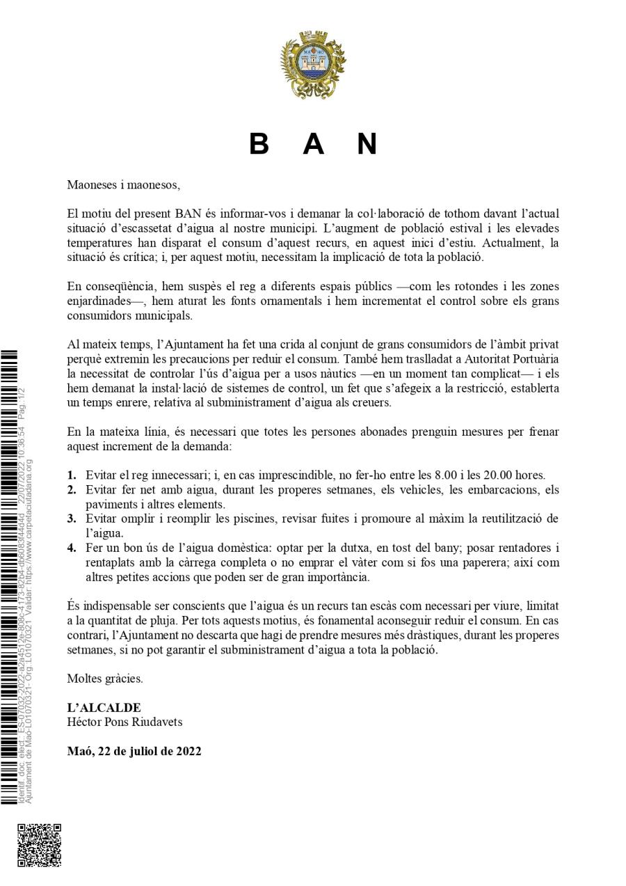 BAN escassetat aigua