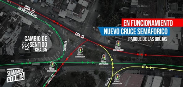 Comienza a funcionar el nuevo cruce semafórico del Parque de Las Brujas: conozca todos los detalles