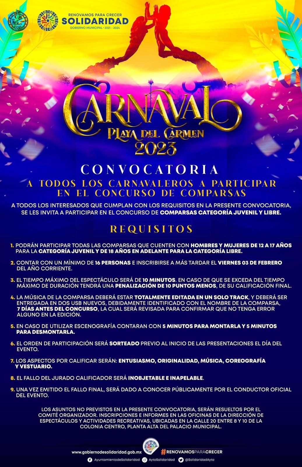 Gobierno prepara un carnaval para todos – H. Ayuntamiento de Solidaridad