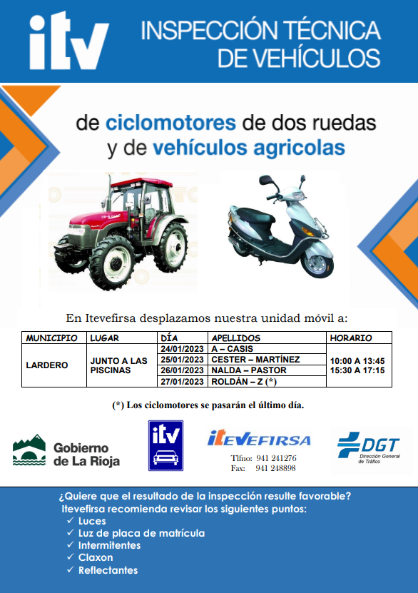 La ITV Móvil visitará Lardero del 24 al 27 de Enero