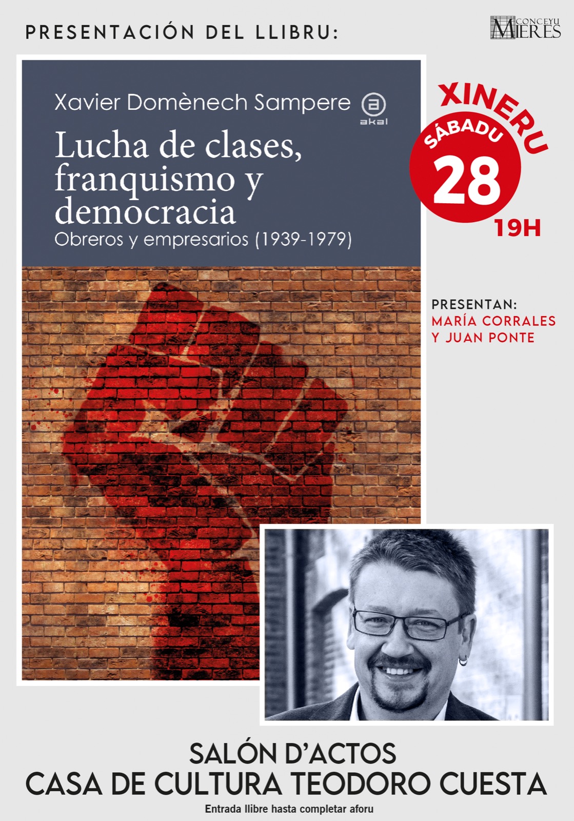Las letras, protagonistas de la programación cultural de la semana con las presentaciones de libros de Xuan Cándano y Xavi Domenech