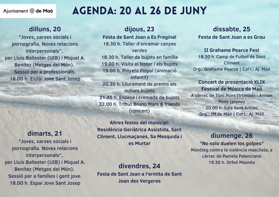 agenda 20 - 26 juny