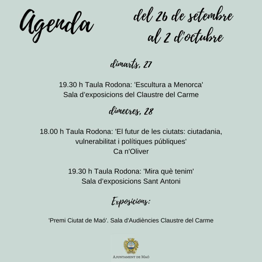 agenda 26 octubre - 2 novembre