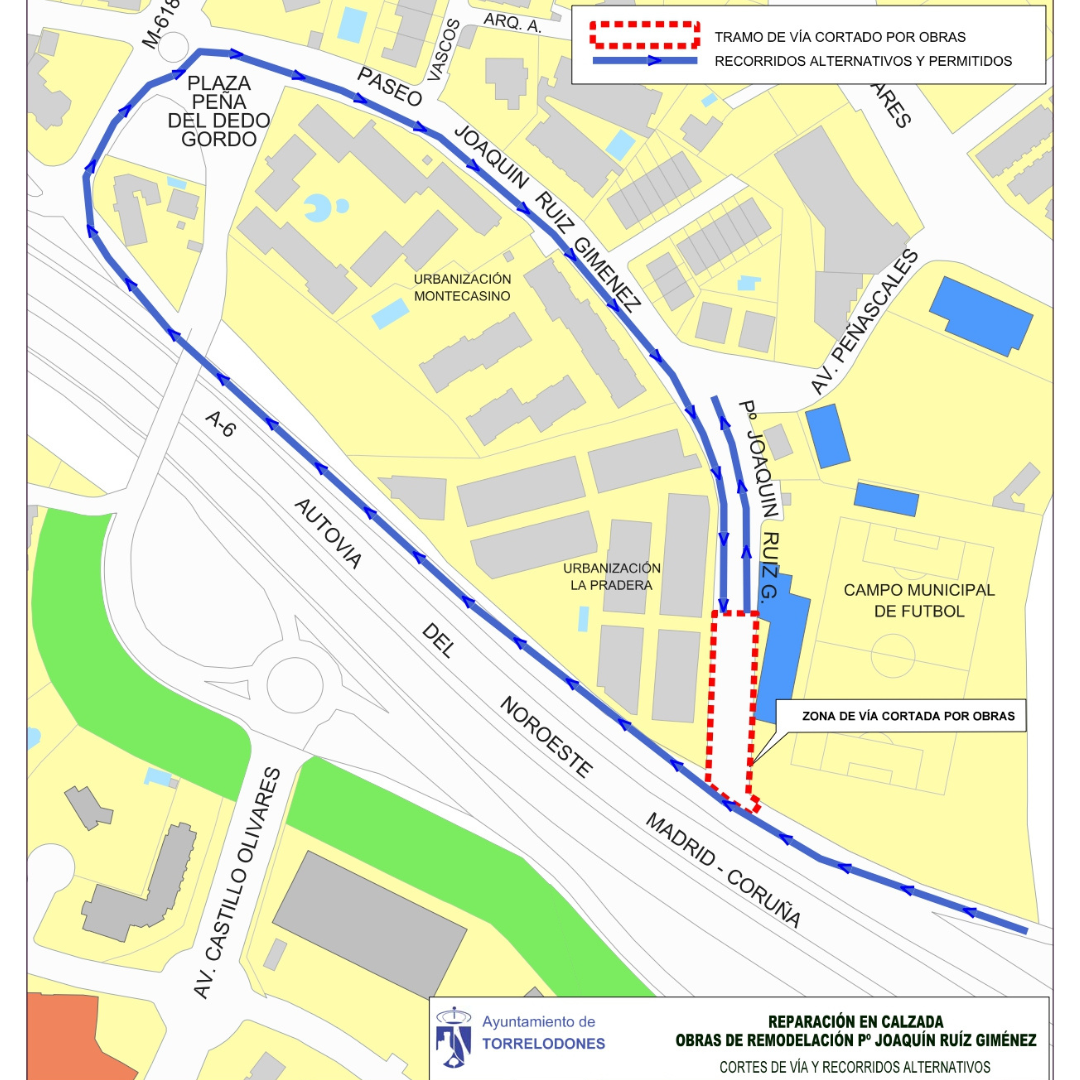 Cortado el acceso al Paseo Joaquín Ruíz-Giménez desde la Vía de Servicio