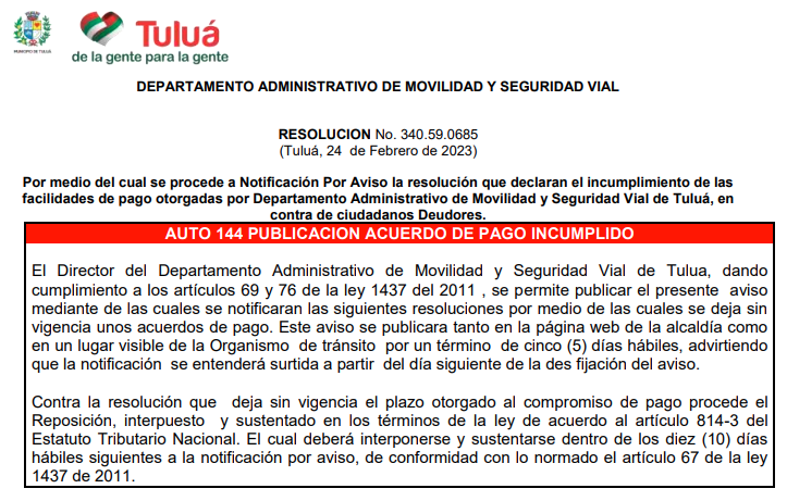 RESOLUCION No. 340.59.0685