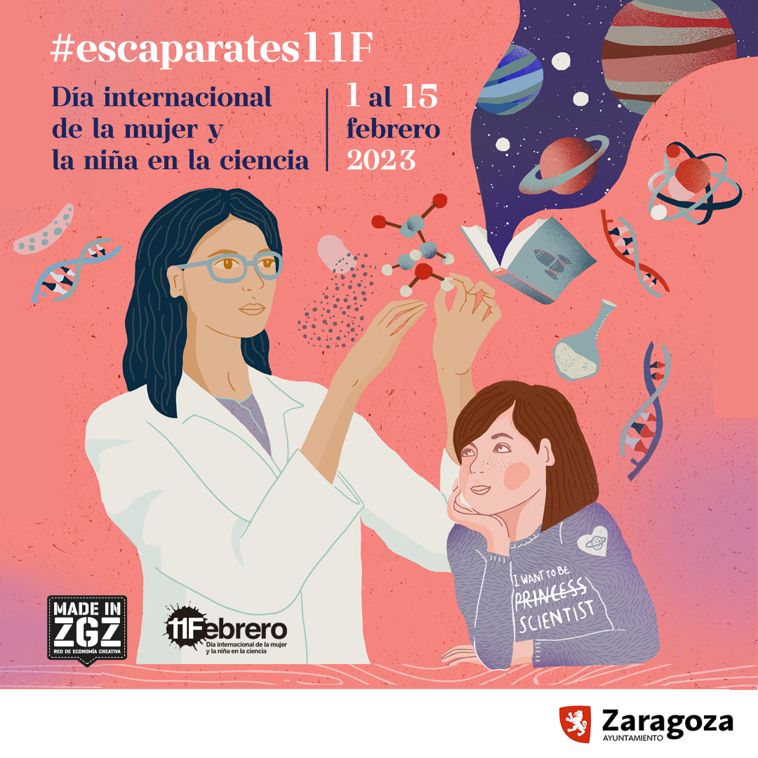 Vuelven los escaparates 11F dedicados a las mujeres científicas de la mano de Made in Zaragoza. Noticia. Ayuntamiento de Zaragoza