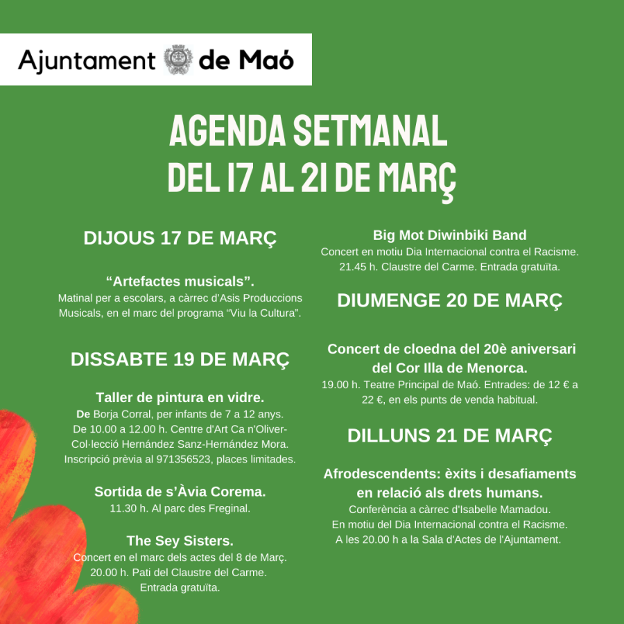 AGENDA: del 17 al 21 de març