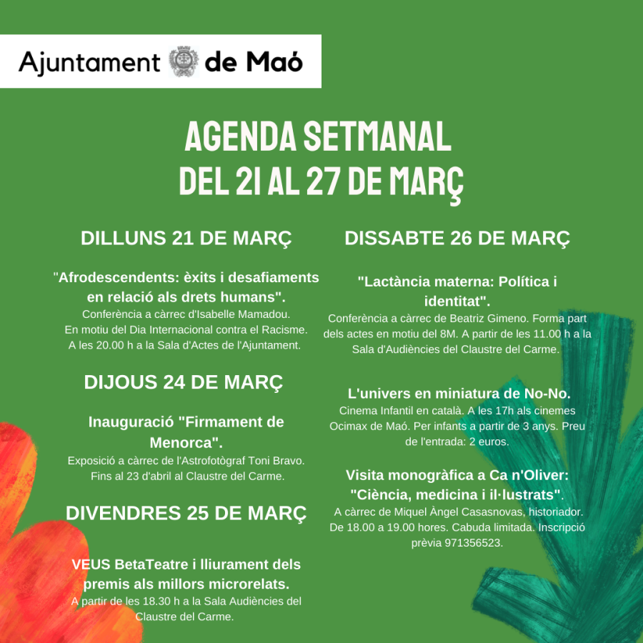 AGENDA: del 21 al 27 de març