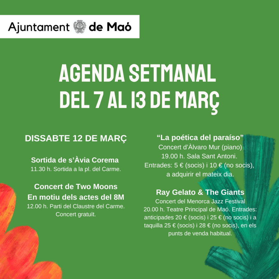 Agenda setmanal del 7 al 13 de març