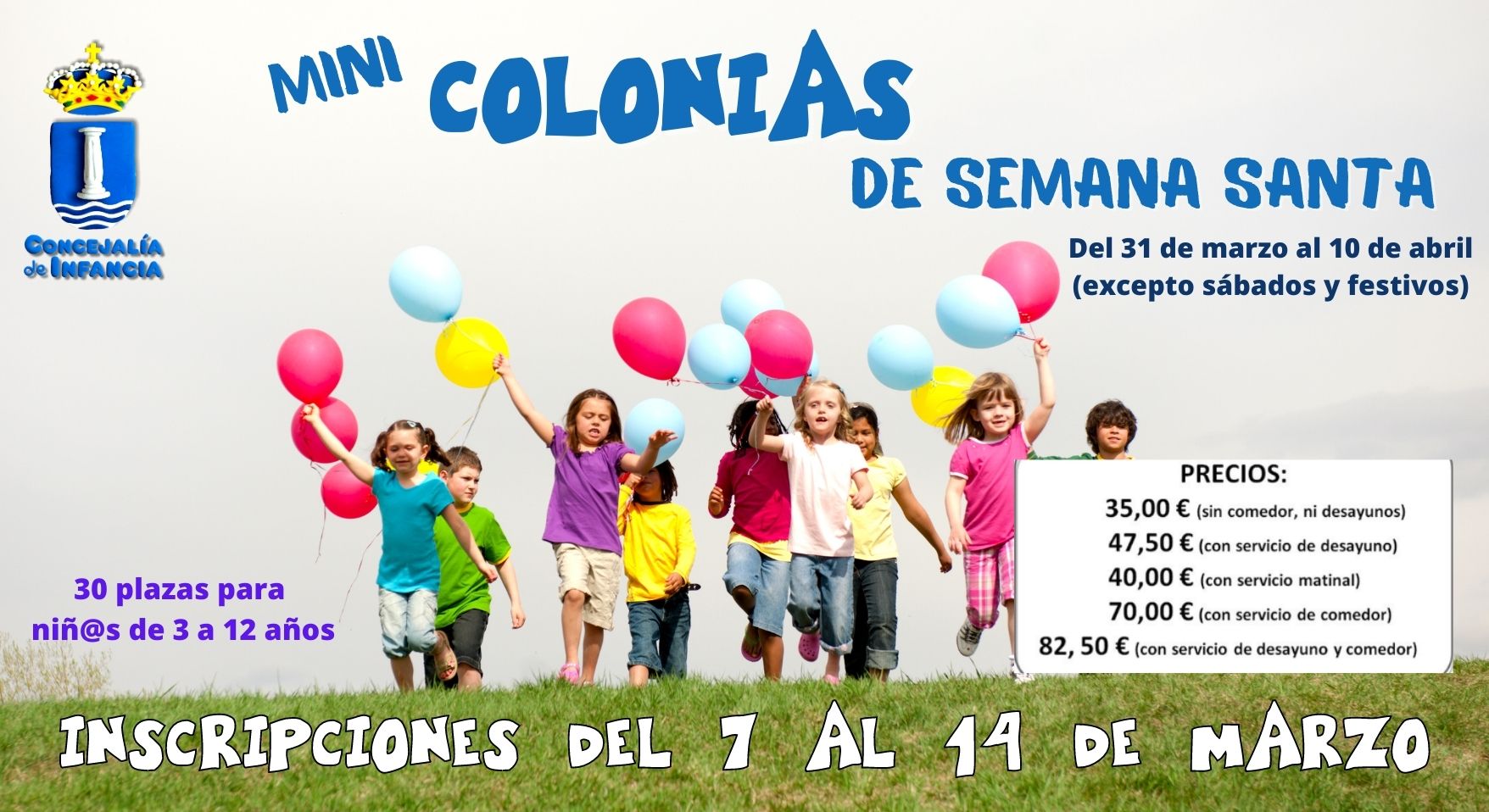 El próximo 7 de marzo se abrirá el plazo de inscripción de las Mini-Colonias de Semana Santa.