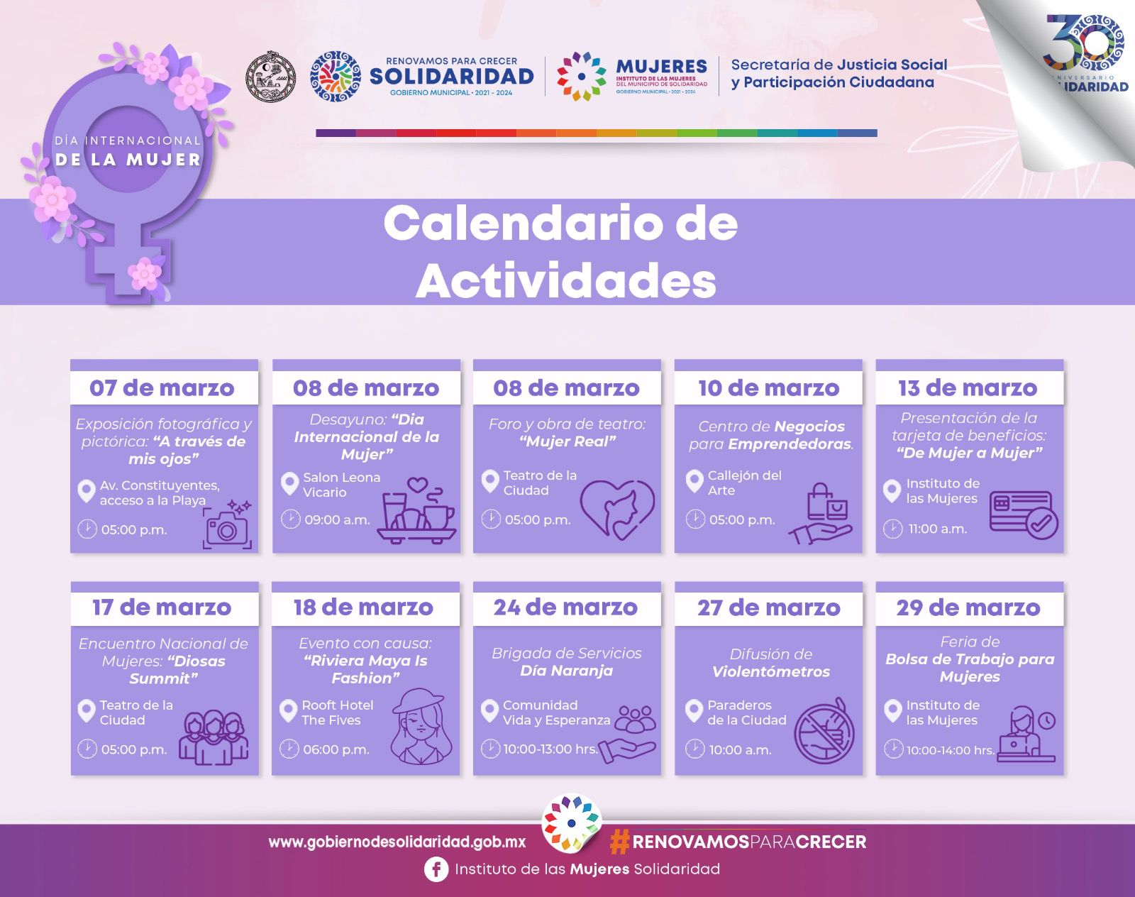 Gobierno municipal conmemorará a mujeres de Solidaridad – H. Ayuntamiento de Solidaridad