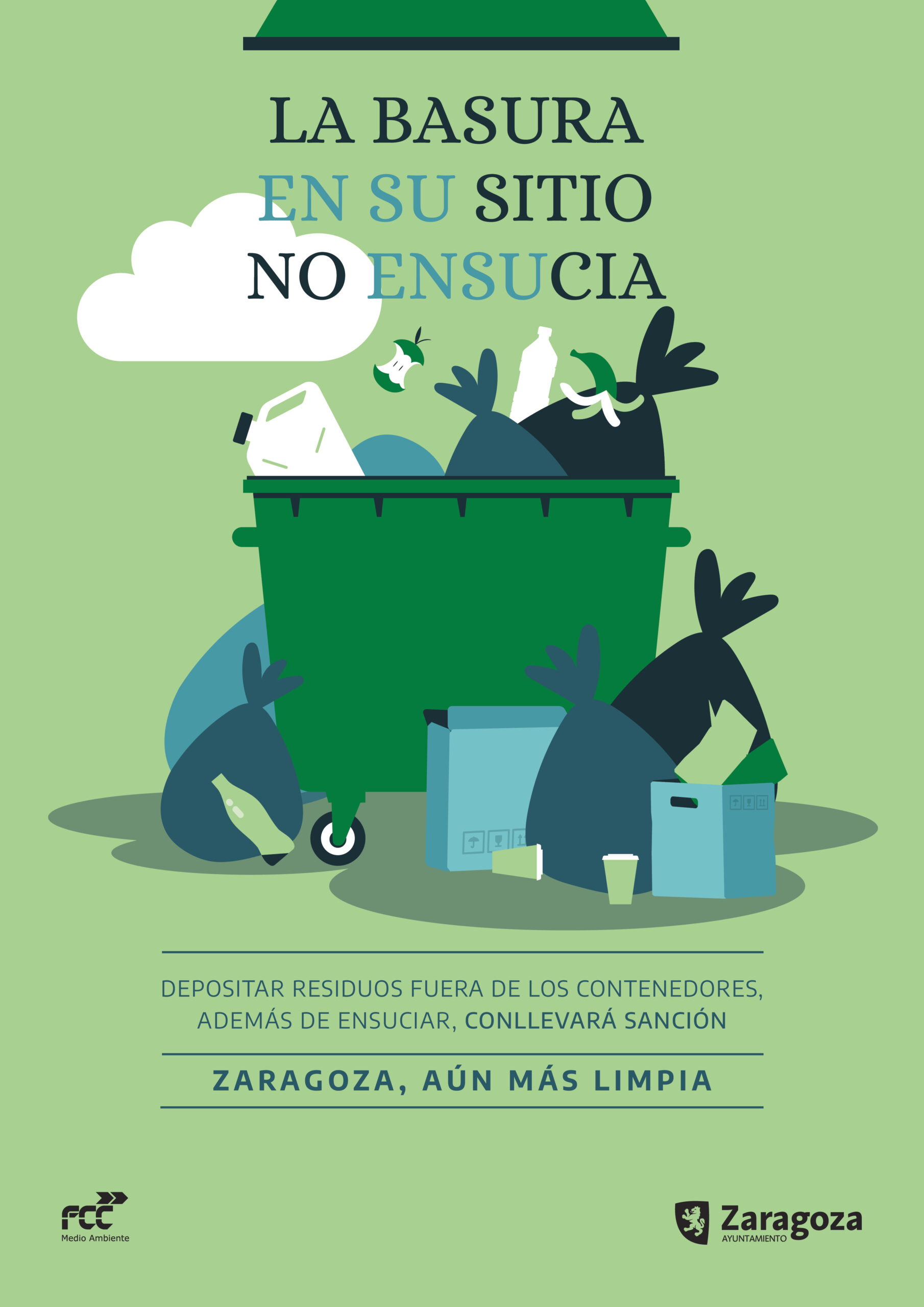 Nueva campaña de concienciación para no dejar basura fuera de los contenedores. Noticia. Ayuntamiento de Zaragoza