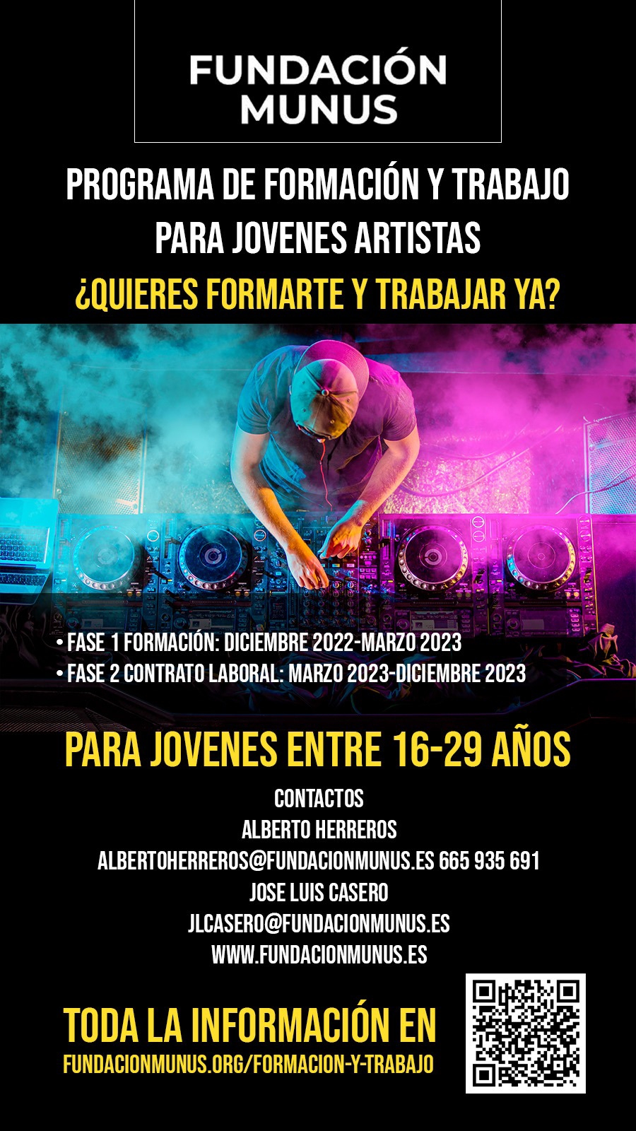 PROGRAMA DE FORMACIÓN Y TRABAJO PARA JÓVENES ARTISTAS