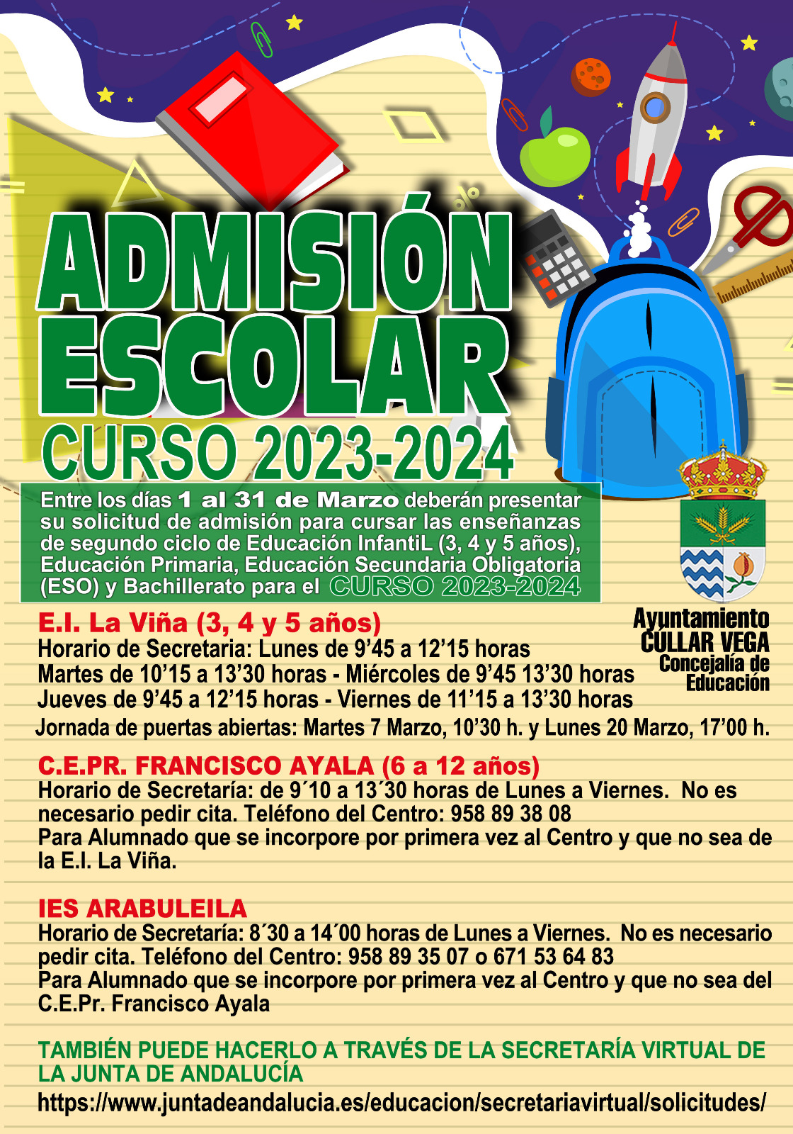 Periodo Admisión Escolar para el curso 2023-2024