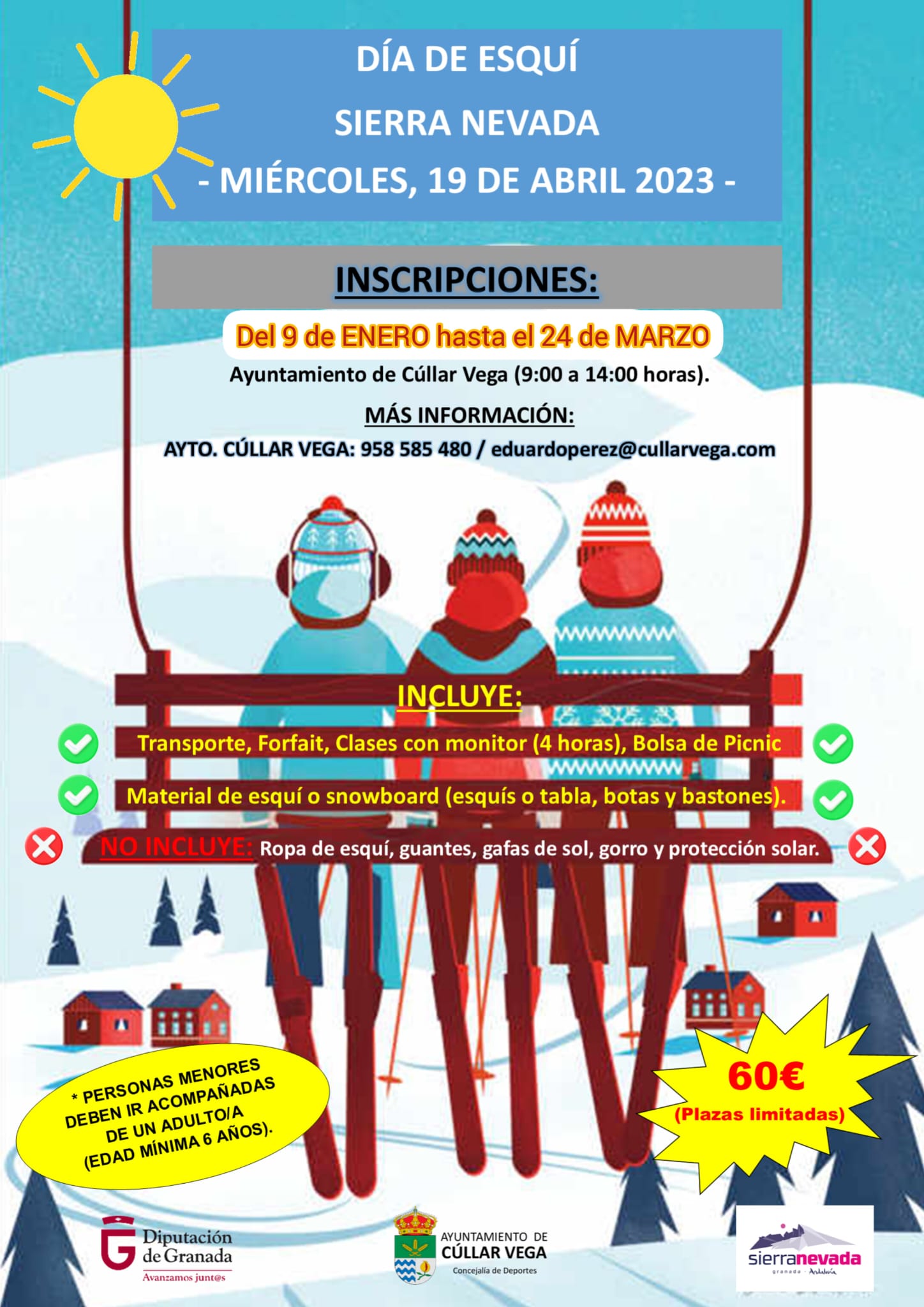 Se amplía el plazo de inscripción hasta el 24 de marzo para el día de esquí en Sierra Nevada