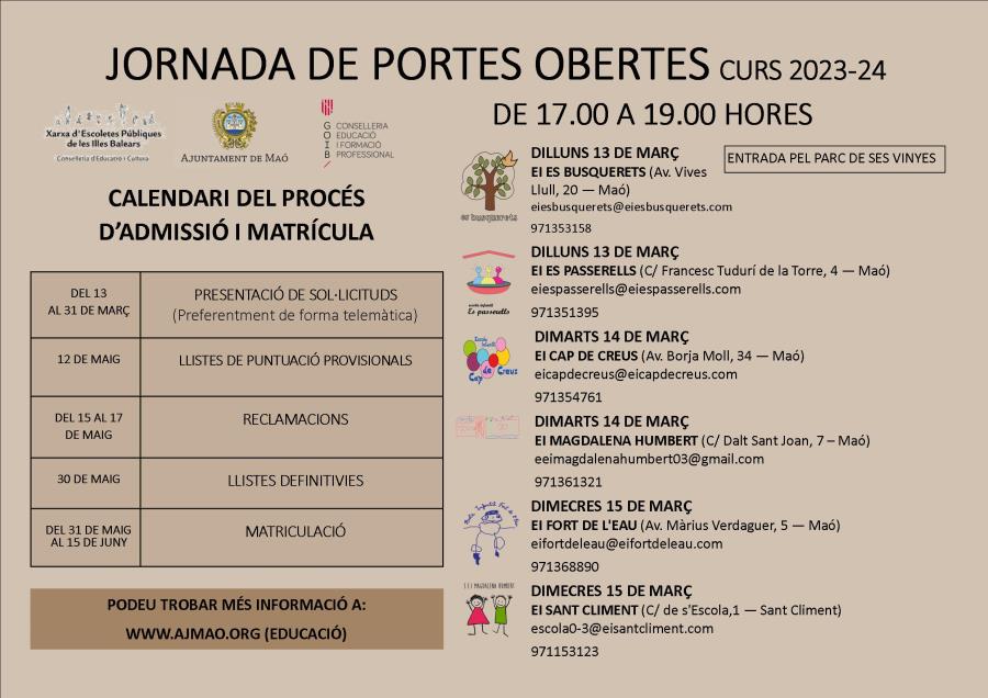 Setmana de jornada de portes obertes de les es oletes infantils municipals
