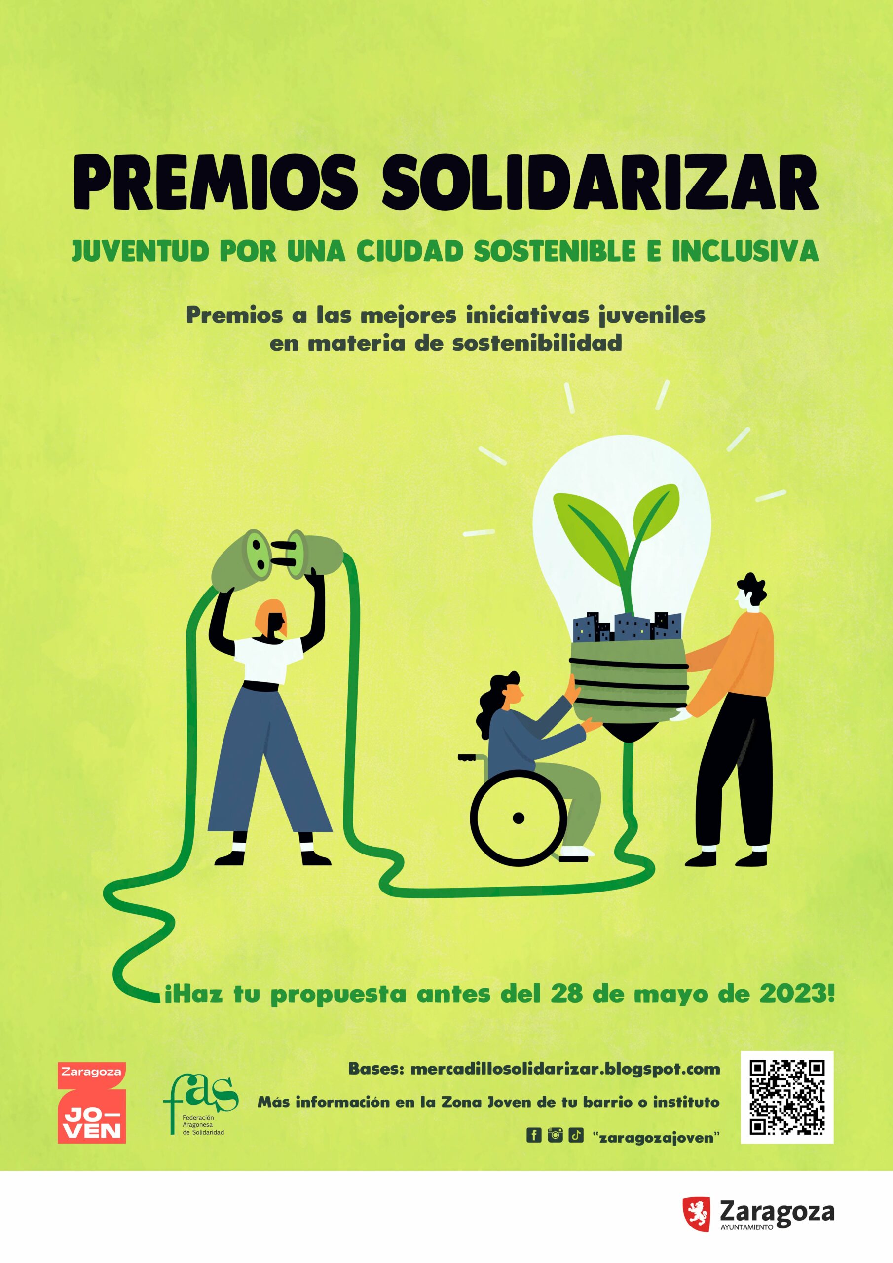 Zaragoza convoca los Premios Solidarizar 2023 para proyectos sostenibles promovidos por jóvenes. Noticia. Ayuntamiento de Zaragoza