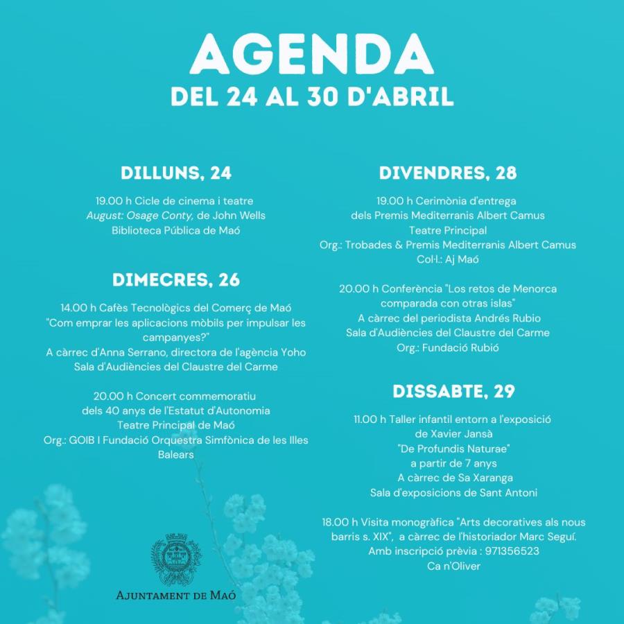 AGENDA: del 24 al 30 d&#039;abril
