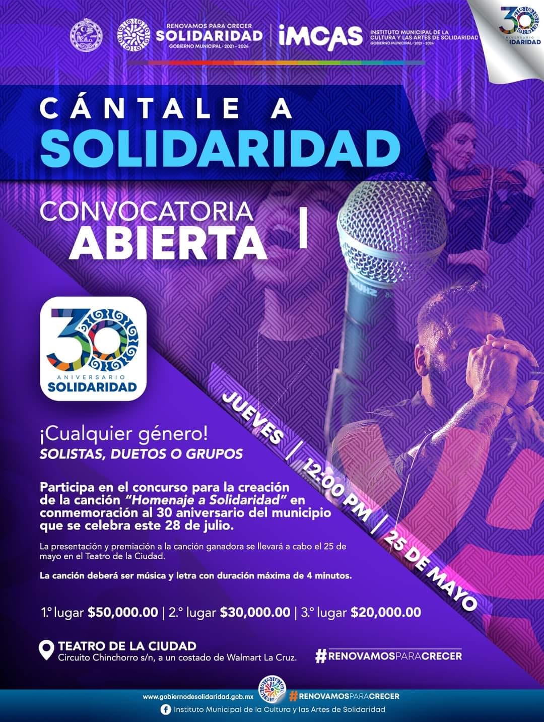 Convocan a cantarle a Solidaridad por 30 Aniversario – H. Ayuntamiento de Solidaridad