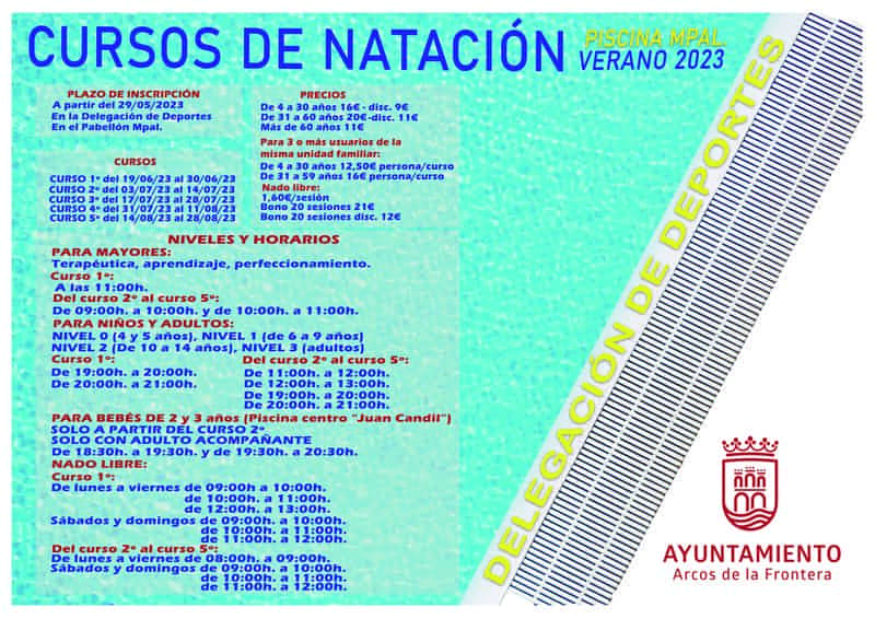 Cursos de natación en Arcos y Jédula