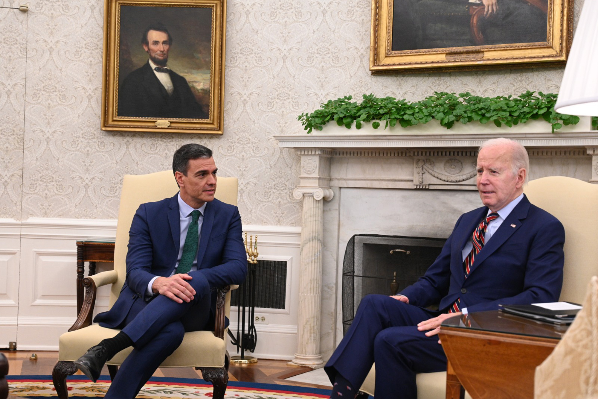 La Moncloa. 12/05/2023. El presidente del Gobierno califica al presidente de EEUU como referente de la defensa de la democracia [Presidente/Actividad]