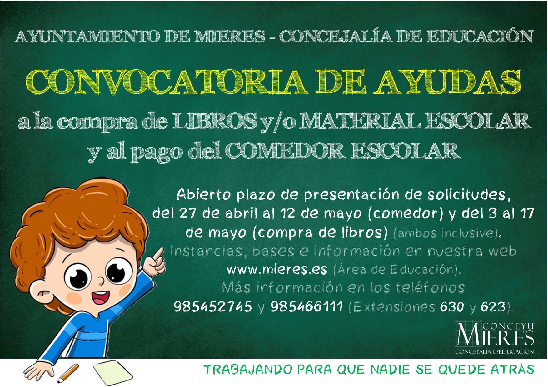 Mieres convoca las ayudas a la compra de libros y material escolar en Educación Infantil