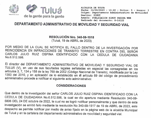 Resolución Nro. 340-59-1518