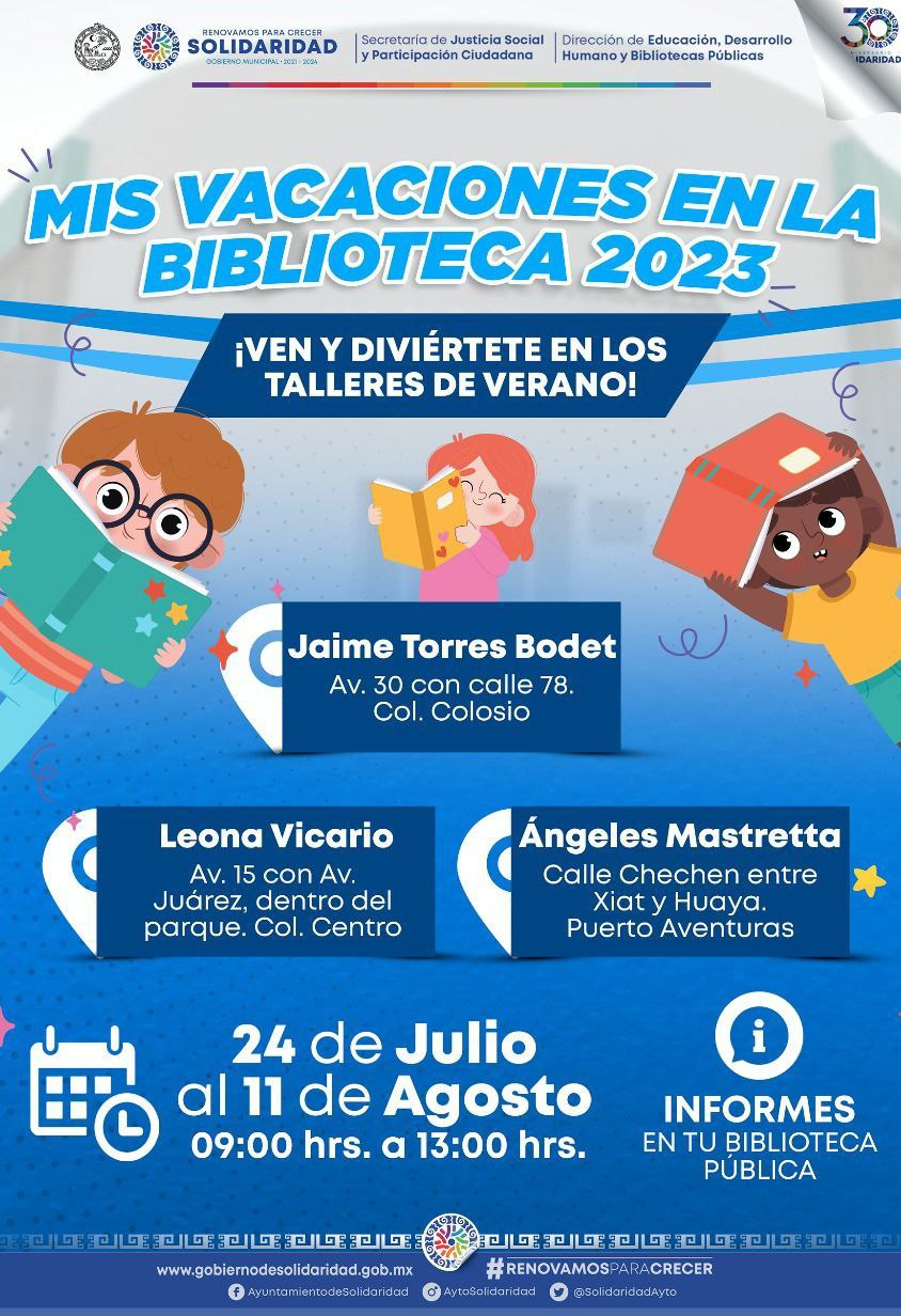 Anuncian Curso de Verano en bibliotecas – H. Ayuntamiento de Solidaridad
