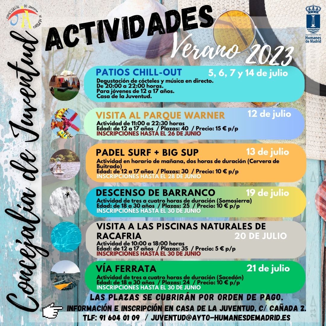 Excursiones y actividades para jóvenes en este verano 2023.