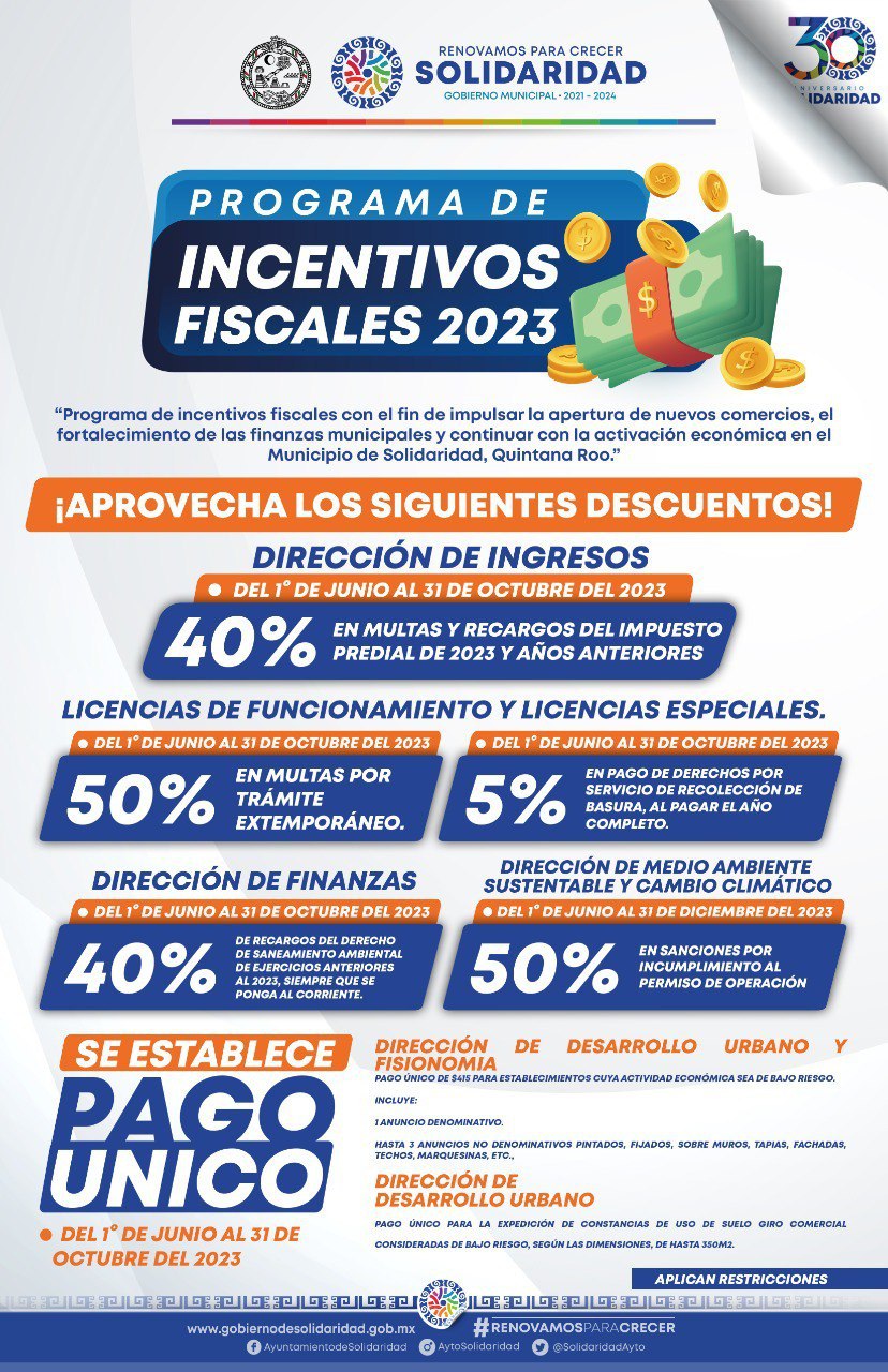 Gobierno municipal otorga descuentos a favor de contribuyentes – H. Ayuntamiento de Solidaridad