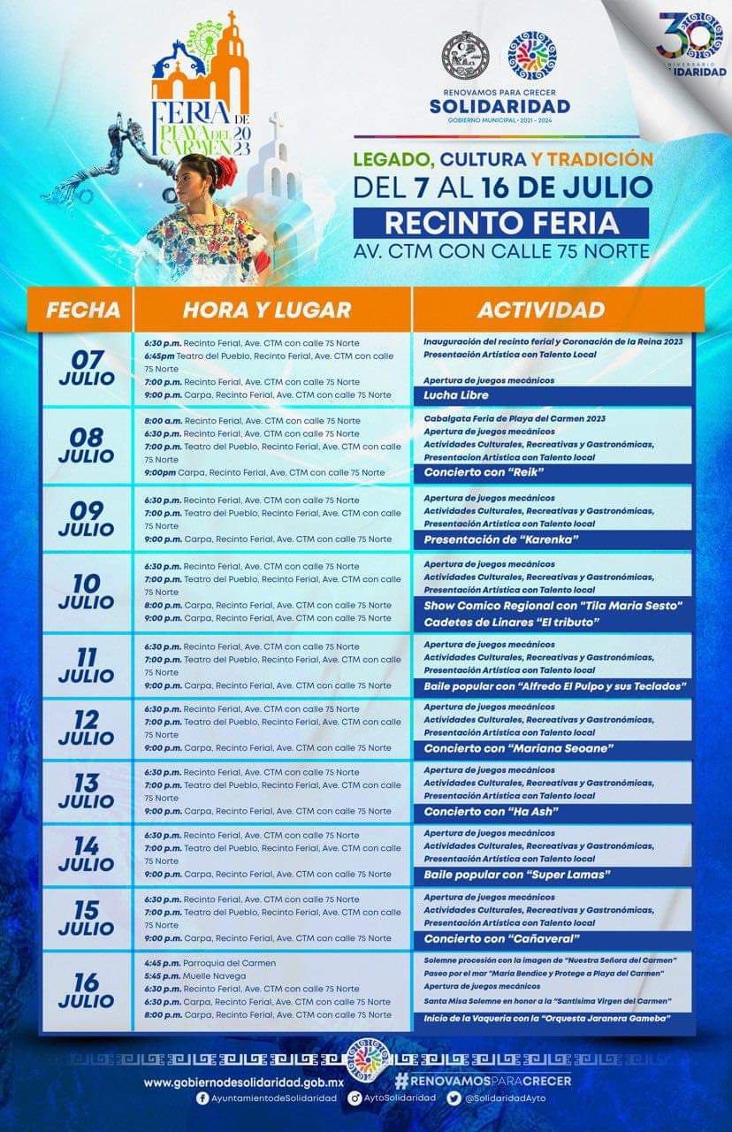 Anuncian la tradicional Feria de Playa del Carmen 2023 – H. Ayuntamiento de Solidaridad