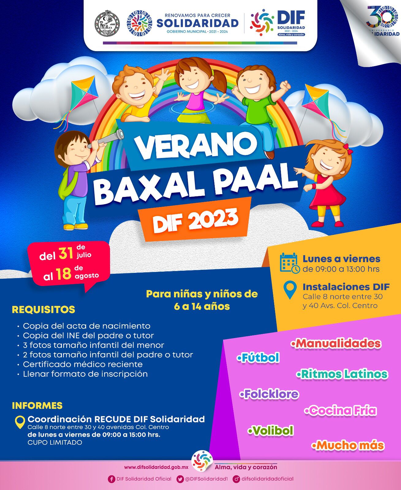 Invita DIF Solidaridad al Verano Baxal Paal 2023 – H. Ayuntamiento de Solidaridad