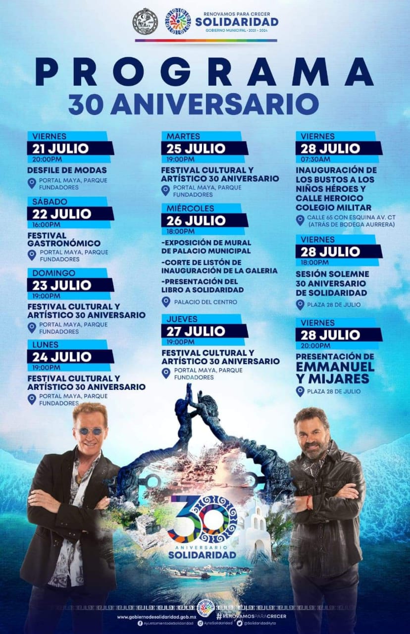 Invitan a festejar toda la semana el 30 aniversario de Solidaridad – H. Ayuntamiento de Solidaridad