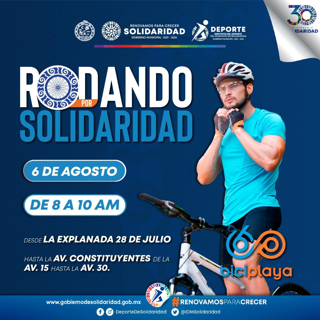 Invitan a participar en Rodando por Solidaridad – H. Ayuntamiento de Solidaridad
