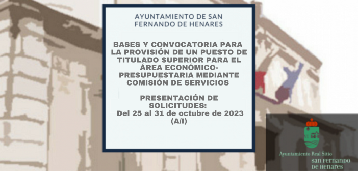 Bases y convocatoria para la provisión de un puesto de Titulado Superior para el área Económico-Presupuestaria mediante comisión de servicios.