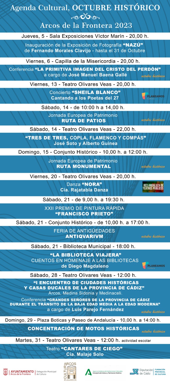 Agenda Cultural Octubre 2023 en Arcos de la Frontera
