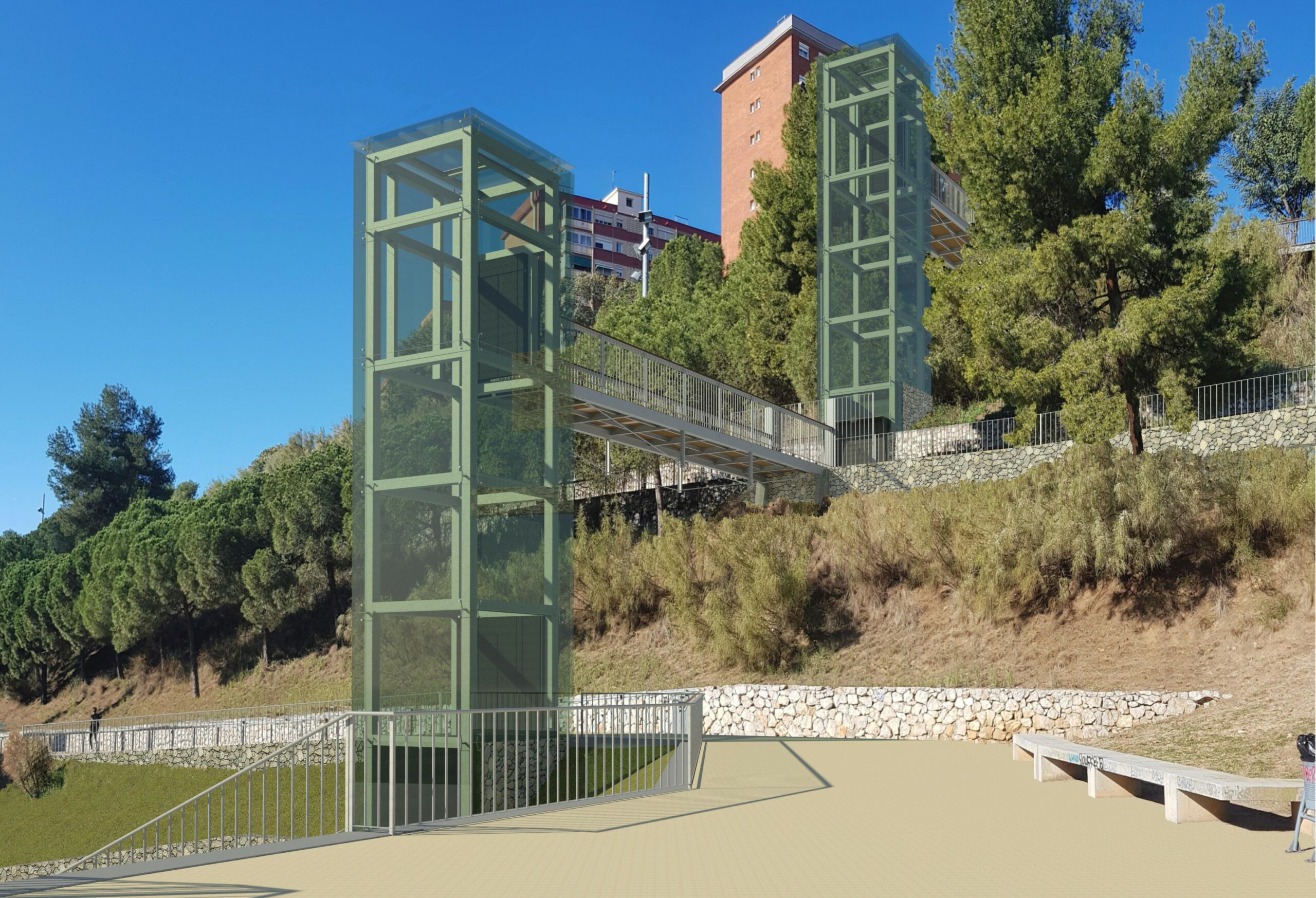 Inicio de obras de los nuevos ascensores que enlazarán Sant Ildefons con el parc de Can Mercader
