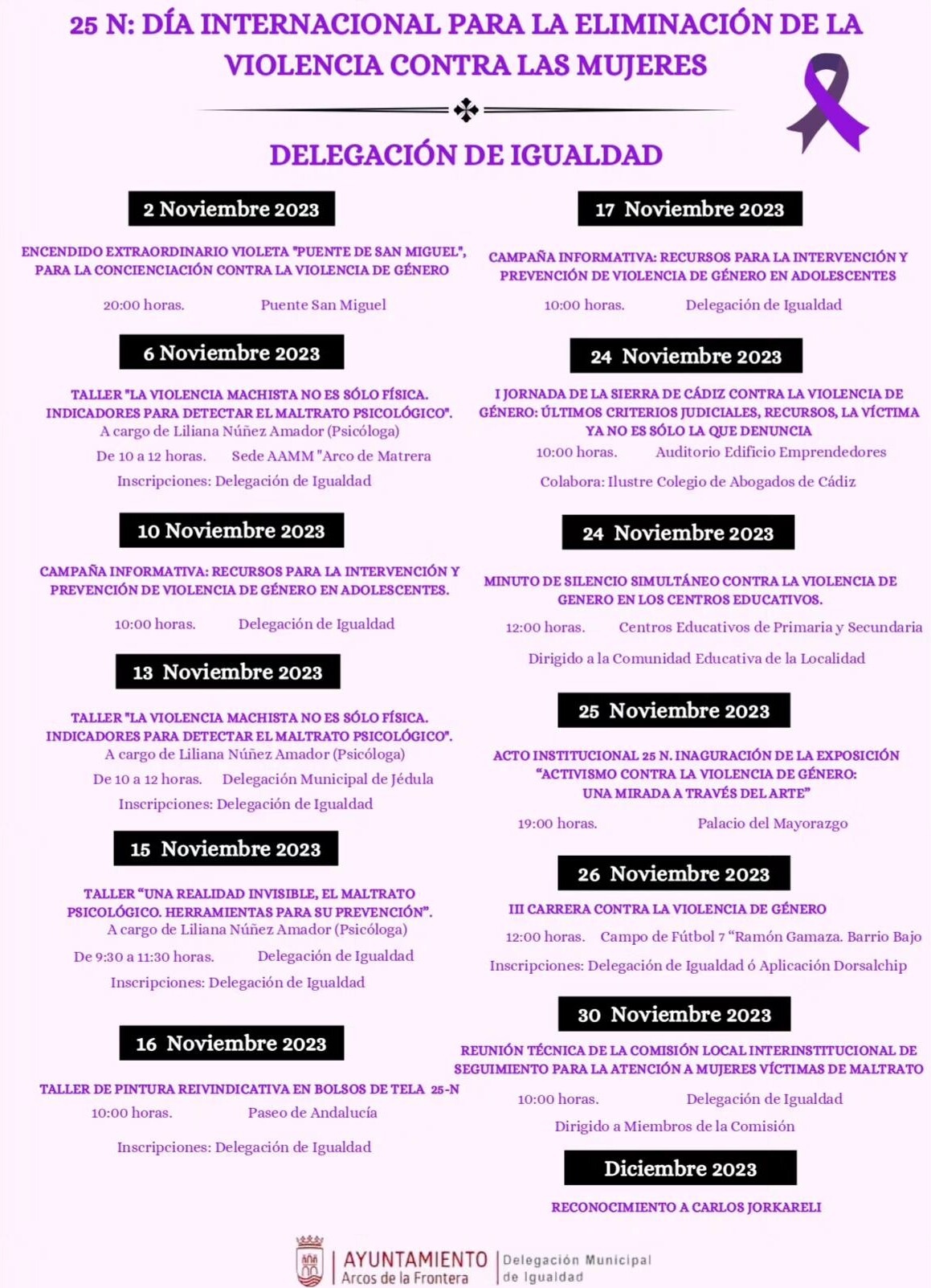 Programación 25N - Excmo. Ayuntamiento de Arcos de la Frontera