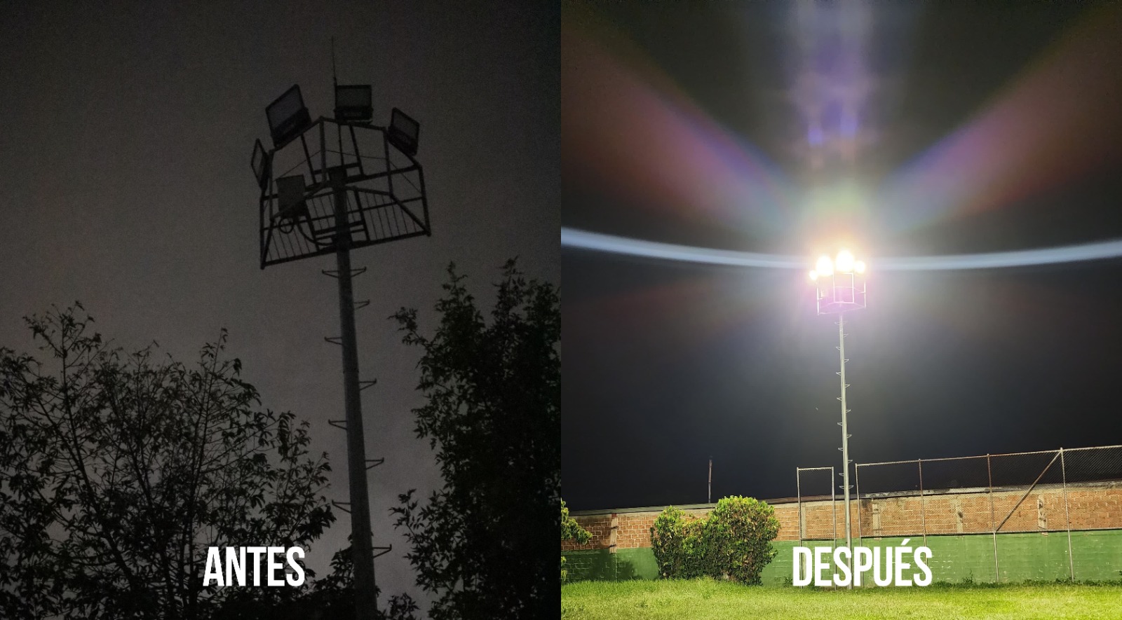 Instalamos 16 reflectores LED en la cancha del polideportivo de Caucaseco ¡Conoce más detalles! -