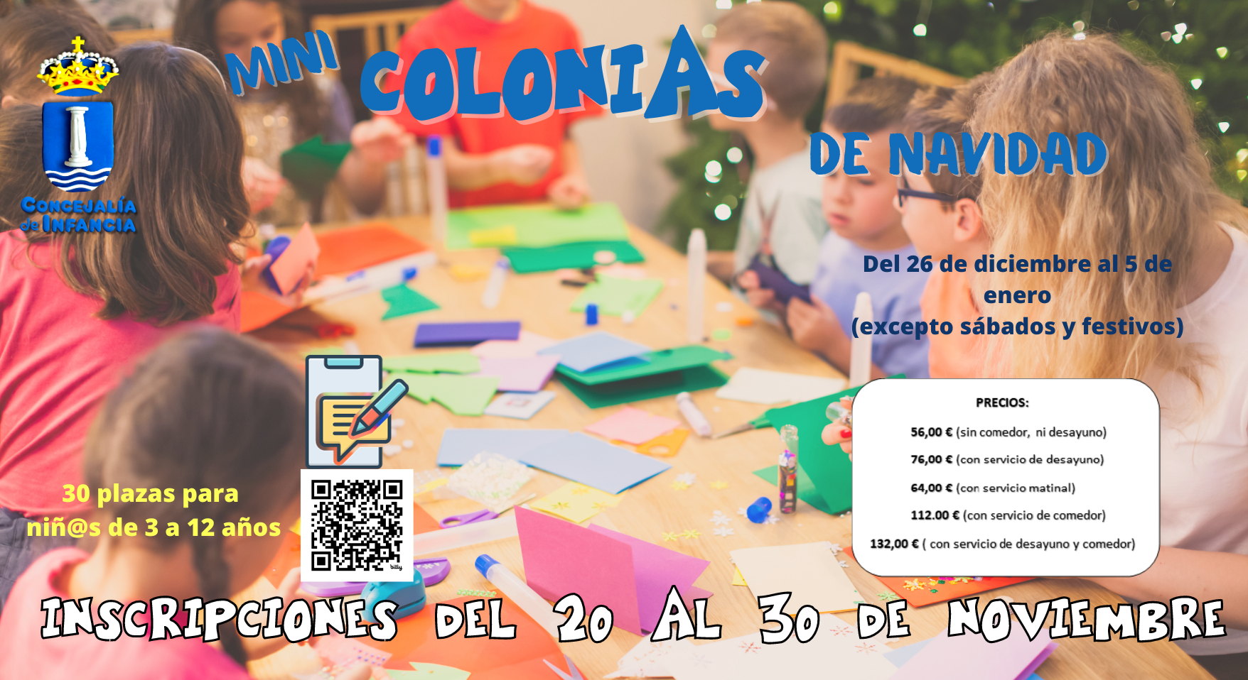 Las Mini Colonias de Navidad abrirán su plazo de inscripción el próximo lunes 20 de noviembre