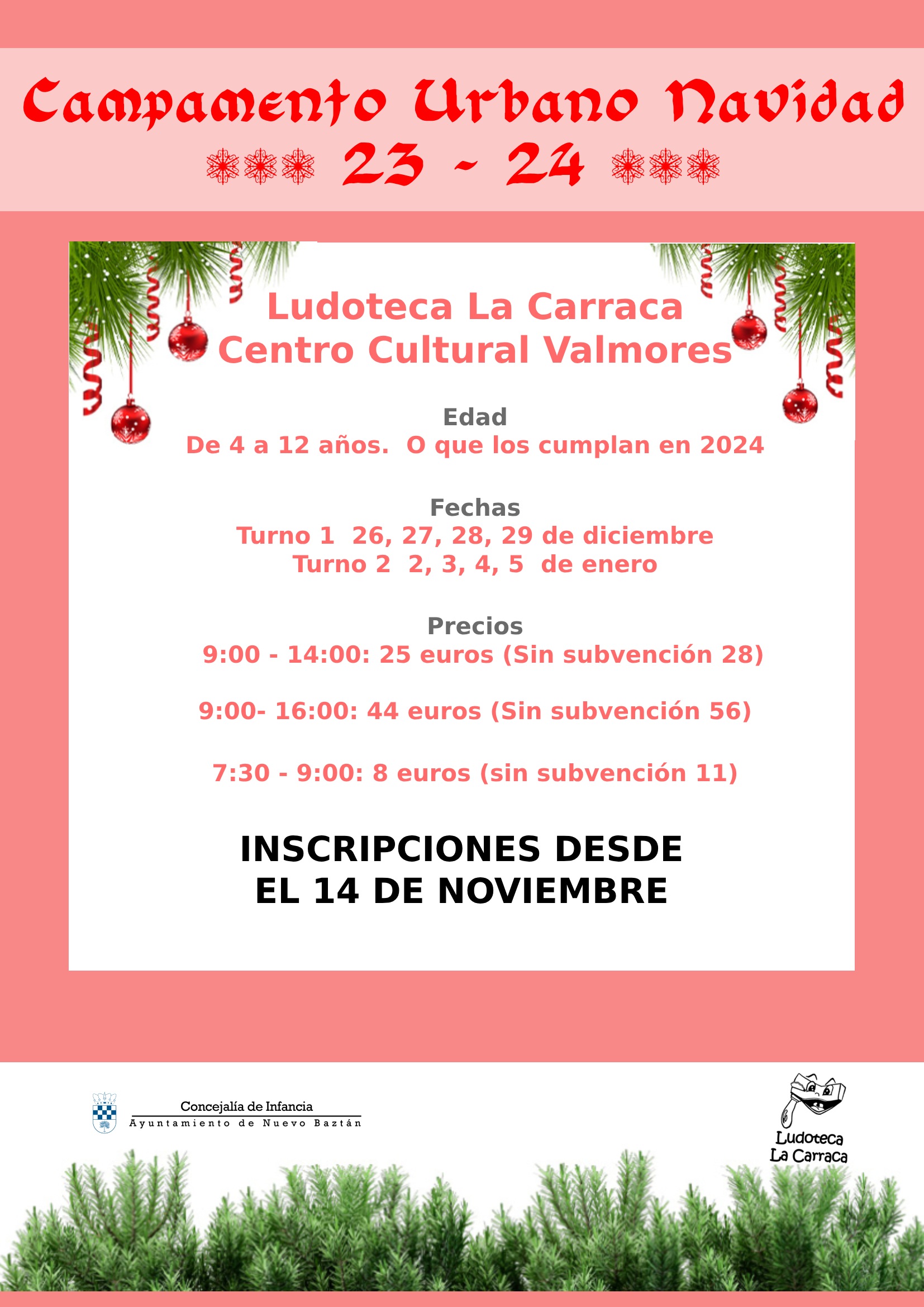 Ludoteca La Carraca. Campamentos Urbanos Navidad.
